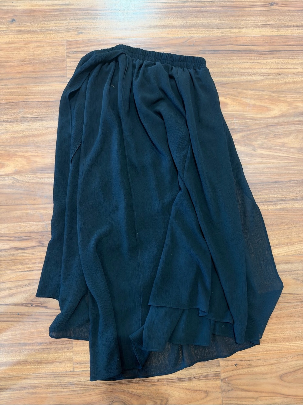Cottagecore mesh Crepe Vintage flowy black maxi skirt